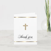 Beileid Memorial Religious Cross White Gold FOTO Dankeskarte (Vorderseite)