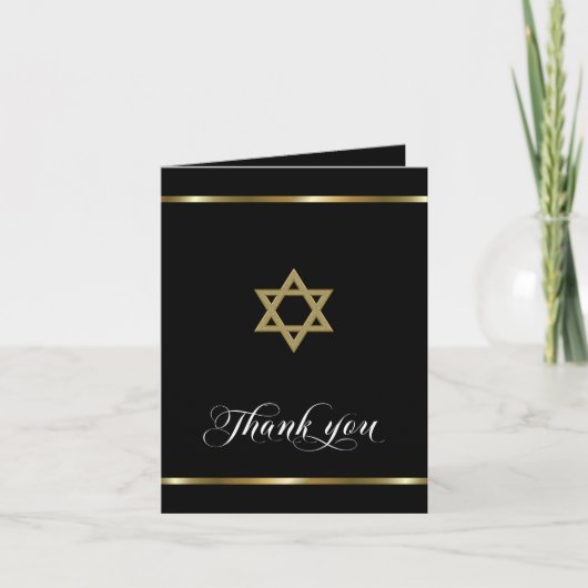 Beileid Memorial Religious Jewish Black Gold Dankeskarte (Vorderseite)