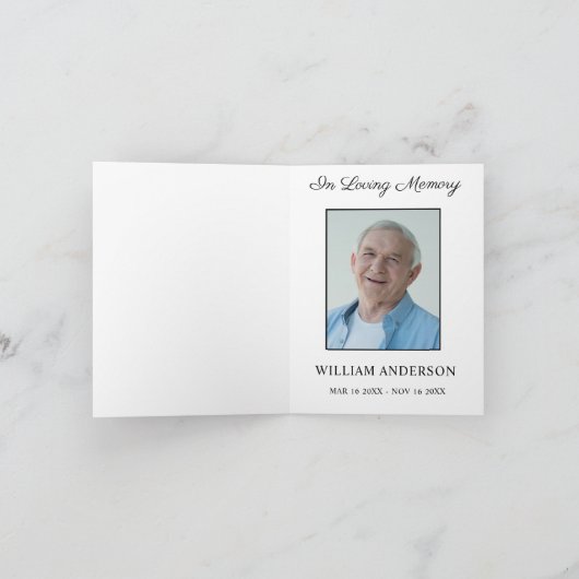 Beileid Memorial Vielen Dank Foto-Karte Dankeskarte (Innenseite)