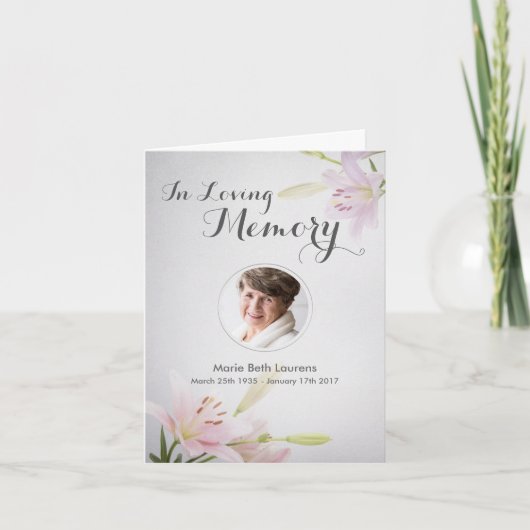 Beileid Memorial Vielen Dank Note Card mit Foto Dankeskarte (Vorderseite)