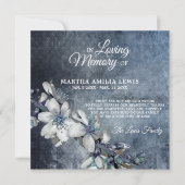 Beileid Memory Blume Blue Floral DANKE (Vorderseite)