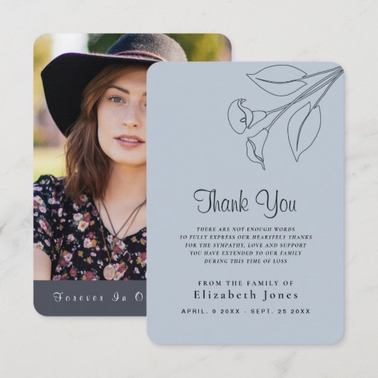 Beileid-Memory-Blume Dankeskarte (Vorne/Hinten)