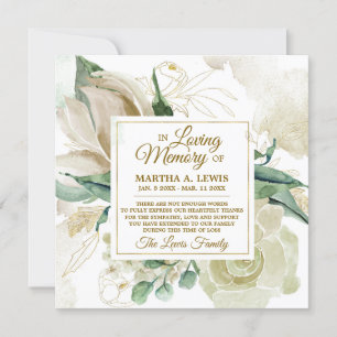 Beileid Memory Creme floral DANK Dankeskarte