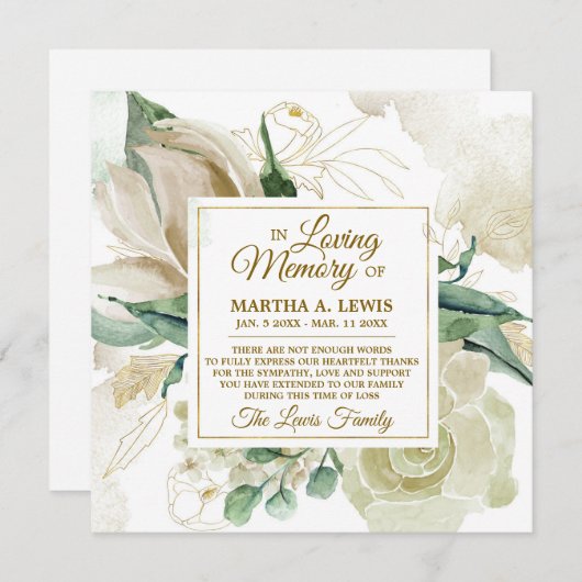 Beileid Memory Creme floral DANKE (Vorne/Hinten)