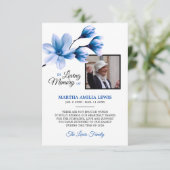 Beileid Memory Floral Blue DANKE | FOTO (Stehend Vorderseite)