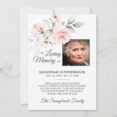 Beileid Memory Floral Pink Rose DANKE | FOTO (Vorderseite)