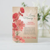 Beileid Memory Floral Rosa Korallen DANK Dankeskarte (Stehend Vorderseite)