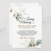 Beileid Memory Green Gold DANK| POEM Dankeskarte (Vorne/Hinten)