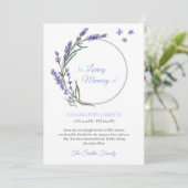 Beileid Memory Lavender Blume Vielen Dank Einladung (Stehend Vorderseite)