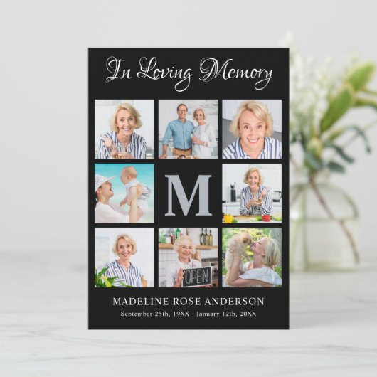 Beileid Modernes Denkmal 8 Foto Collage Beerdigung Dankeskarte (Stehend Vorderseite)