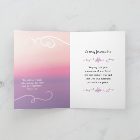 Beileid möge der Gott der Hoffnung euch mit Friede Karte (Innenseite)