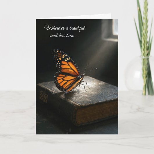 Beileid Monarch Butterfly Auf der Heiligen Bibel Karte (Vorderseite)