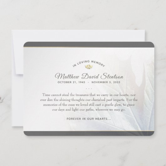 Beileid Naturfarben Herbstleaf dank Karte (Rückseite)