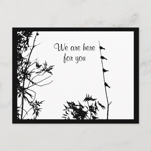 Beileid nicht allein Freunde, Familie Vögel Postkarte (Vorderseite)