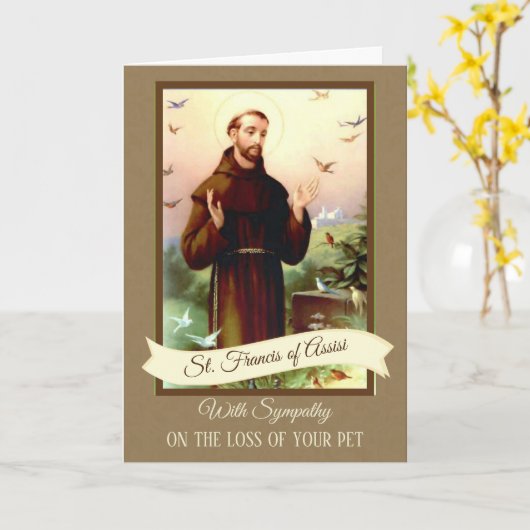 Beileid Pets St Francis von Assisi Karte (Gelbe Blume)