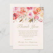 Beileid Pink Aquarell Floral Vielen Dank Dankeskarte (Vorne/Hinten)