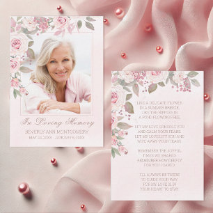 Beileid Pink Blumenbeerdigung Gedenkkarte für das Visitenkarte
