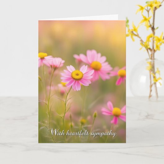 Beileid Pink Daisies Karte (Gelbe Blume)