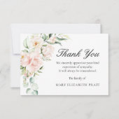 Beileid Pink Floral Beerdigung Dankeskarte (Vorderseite)