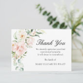 Beileid Pink Floral Beerdigung Dankeskarte (Stehend Vorderseite)