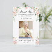 Beileid Pink Floral Beerdigung Foto Danke Karte (Stehend Vorderseite)