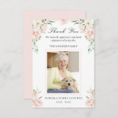 Beileid Pink Floral Beerdigung Foto Danke Karte (Vorne/Hinten)