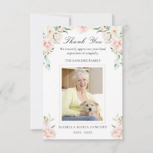 Beileid Pink Floral Beerdigung Foto Danke Karte