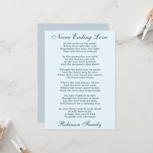 Beileid-Pocket Karte (Vorderseite/Rückseite Beispiel)