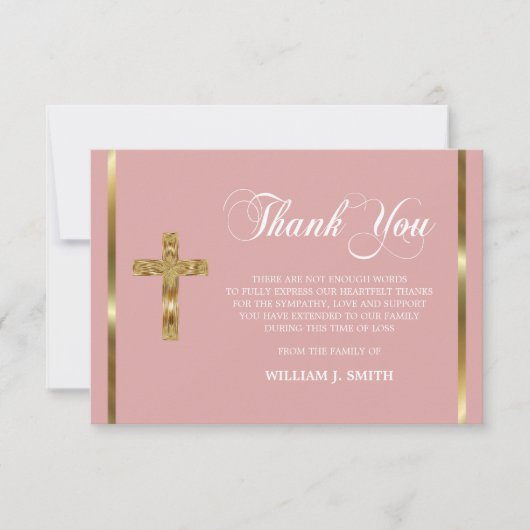 Beileid Religious Gold Cross DANK | FOTO Dankeskarte (Vorderseite)