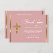 Beileid Religious Gold Cross DANK | FOTO Dankeskarte (Vorne/Hinten)