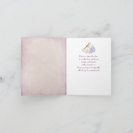 Beileid Robin auf Peony Danke Karte (Innenseite)