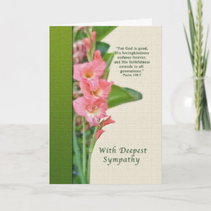 Beileid, rosa Gladiolus, religiös Karte