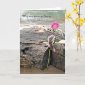 Beileid rosa Rosa Rosa Rosa auf Treibholz mit Well Karte (Gelbe Blume)