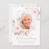 Beileid Rosa Rose Blumengold Cross Foto Beerdigung Dankeskarte (Vorderseite)