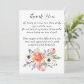 Beileid Rose Blumenbeerdigung Tod Vielen Dank Einladung (Stehend Vorderseite)