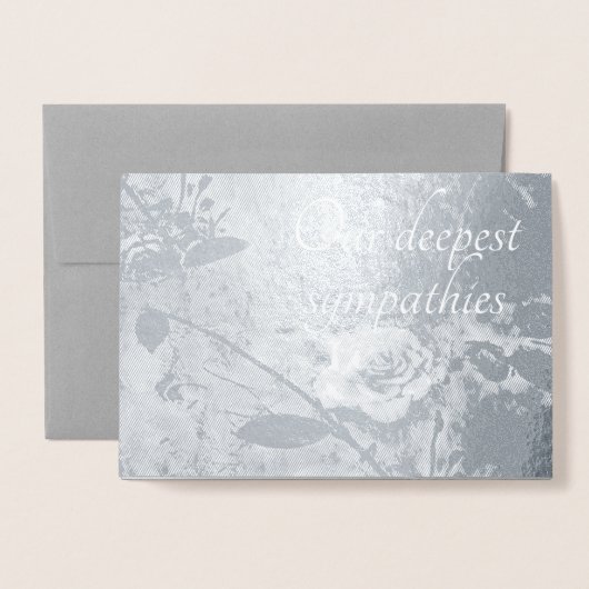 Beileid Rose Silver Foil Card Folienkarte (Vorderseite mit Umschlag)