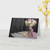 Beileid Rosenbukett mit Regentropfen Karte (Gelbe Blume)