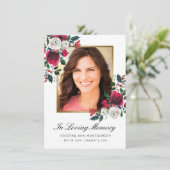 Beileid Rote Rose Black Script Foto Beerdigung Dankeskarte (Stehend Vorderseite)