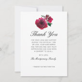 Beileid Rote Rose Black Script Foto Beerdigung Dankeskarte (Rückseite)