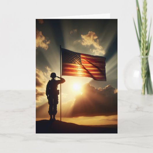 Beileid Saluting American Soldier Karte (Vorderseite)