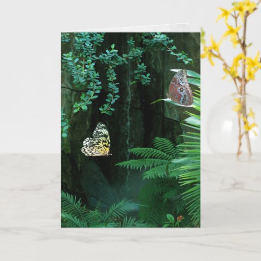 Beileid Schmetterlinge im Garten Karte (Gelbe Blume)