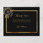 Beileid Schwarz Gold Foto Blumenkarte (Rückseite)