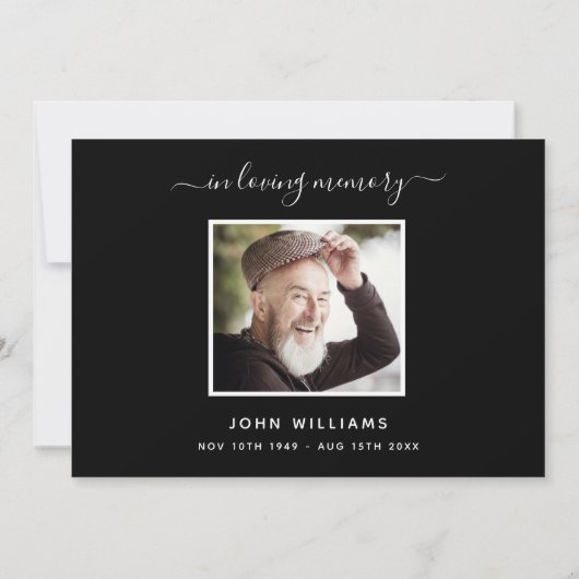 Beileid Schwarz-weiß danke Foto (Rückseite)