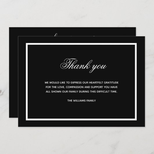 Beileid Schwarz-weiß danke Foto (Vorne/Hinten)