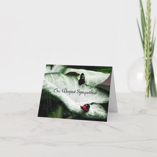 Beileid - schwarzes Butterfles - Caladium Karte (Vorderseite)