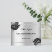 Beileid Silber florales Foto Dankeschön Karte (Stehend Vorderseite)