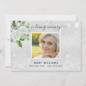 Beileid silber Glitzer Blumenladen Foto vielen Dan Dankeskarte (Rückseite)