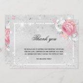 Beileid Silber Glitzer Rosa Foto Dankeskarte (Vorne/Hinten)