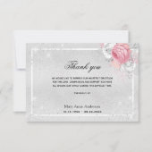 Beileid silber rosa flrosa Vielen Dank Dankeskarte (Vorderseite)