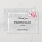 Beileid silber rosa flrosa Vielen Dank Dankeskarte (Vorne/Hinten)